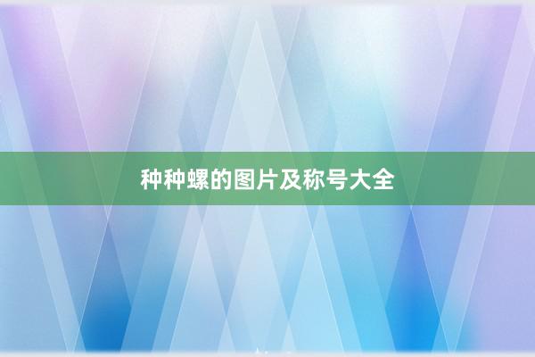 种种螺的图片及称号大全